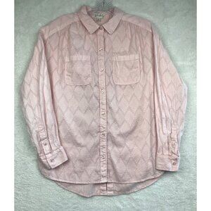 Wonderly Button Down Shirt Womens Medium Pink with Lace Detail